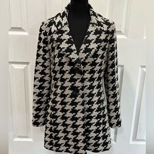 Talbots Black and White Houndstooth Blazer